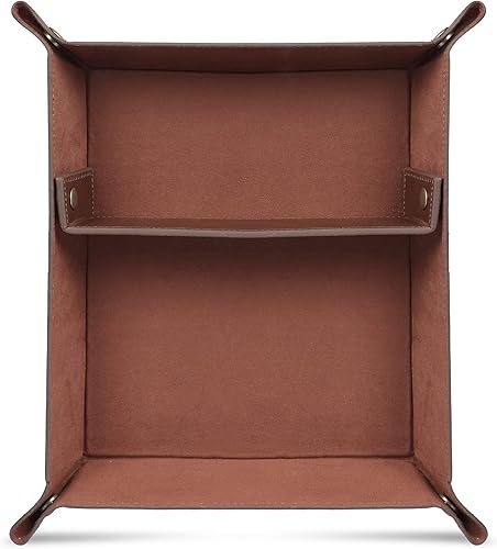 Miniatura 2 de Organizador de bandeja de cuero, práctico y ligero resistente al agua, caja de almacenamiento de escritorio para billeteras, relojes, llaves,