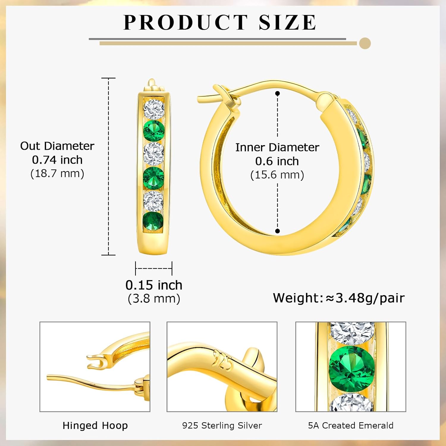 Channel Set Small Huggie Hoop Earrings Sterling Silver or 14K Gold Color,Lightweight Hypoallergenic CZ Diamond Chunky Hoop Earrings for Women - Image 6