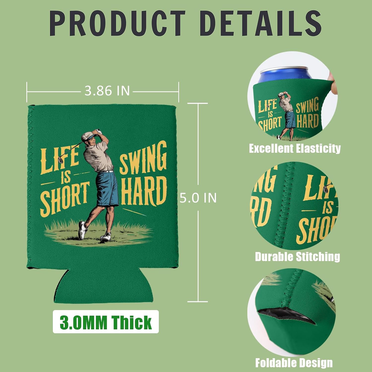 Golf Beer Can Sleeves, 24 Pack Golf Party Favors Beer Cozy Bulk Reusable Neoprene Drinking Can Coolers Holder Funny Gifts for Golfers