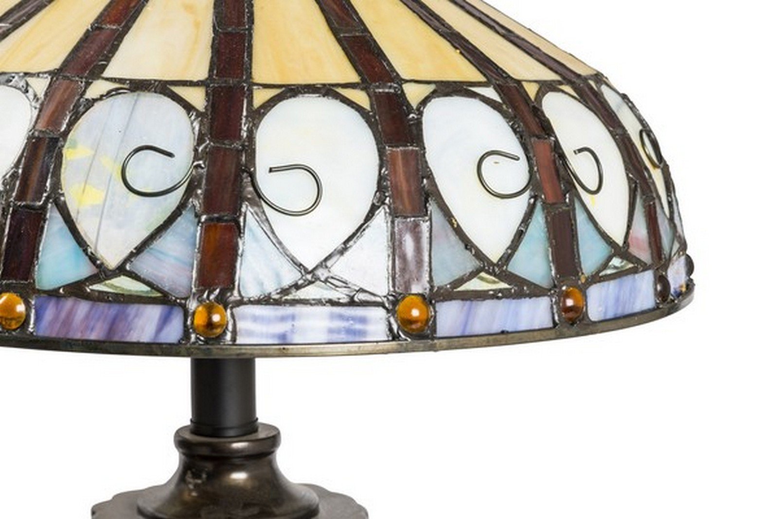 Lampada stile Tiffany da tavolo con pavone