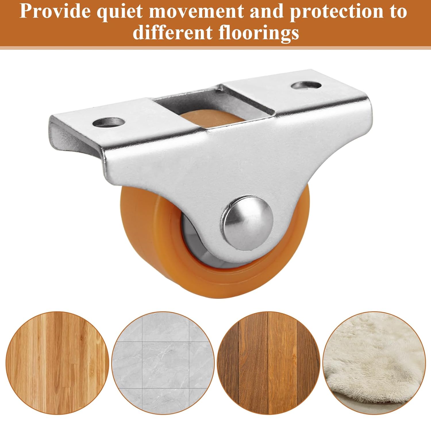 CYEAH 24 Pcs Small Caster Wheels, 1" inch Mini Fixed Silent Ball Bearing Casters Wheels, Metal Top TPE Rubber Low Profile Caster Wheels for Furniture Rolling Cabinet Trundle Bed Drawer with Screws
