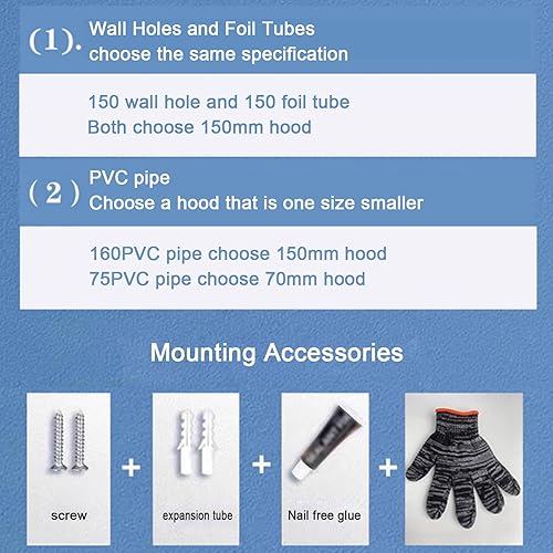 Miniatura 8 de KDDEON 304 Stainless Steel Exterior Wall Hood Chimney Cowl Cap,Range Hood Exhaust Pipe Air Outlet,Exhaust Vent Chimney Rain Cap,Round Vent Hole