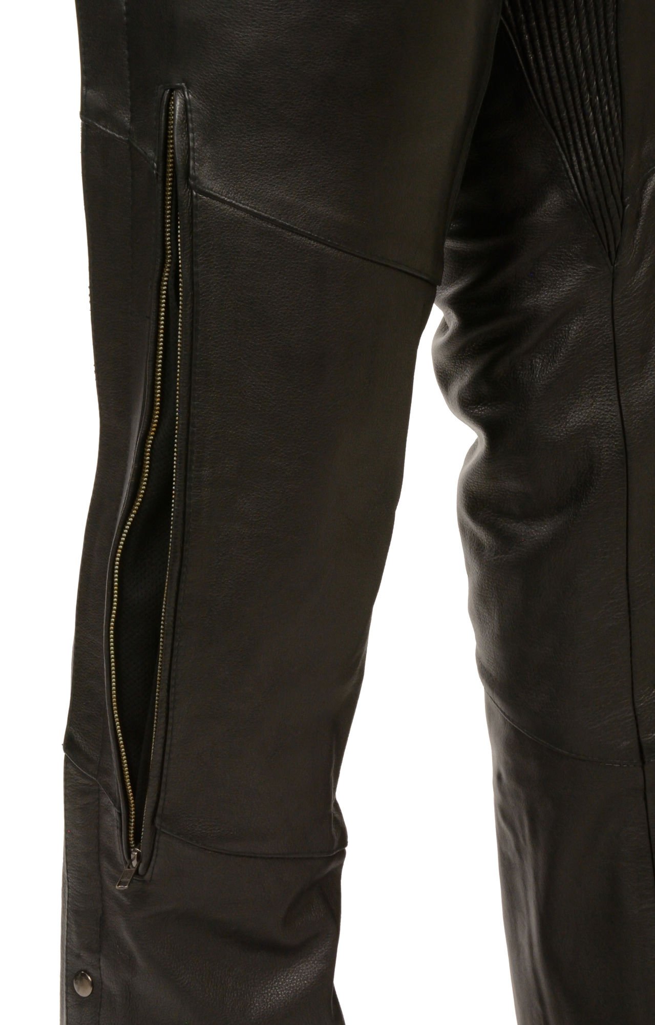 Milwaukee Leather Men's Vented Leather Chap w/ Stretch Thighs (Black, 2XS)