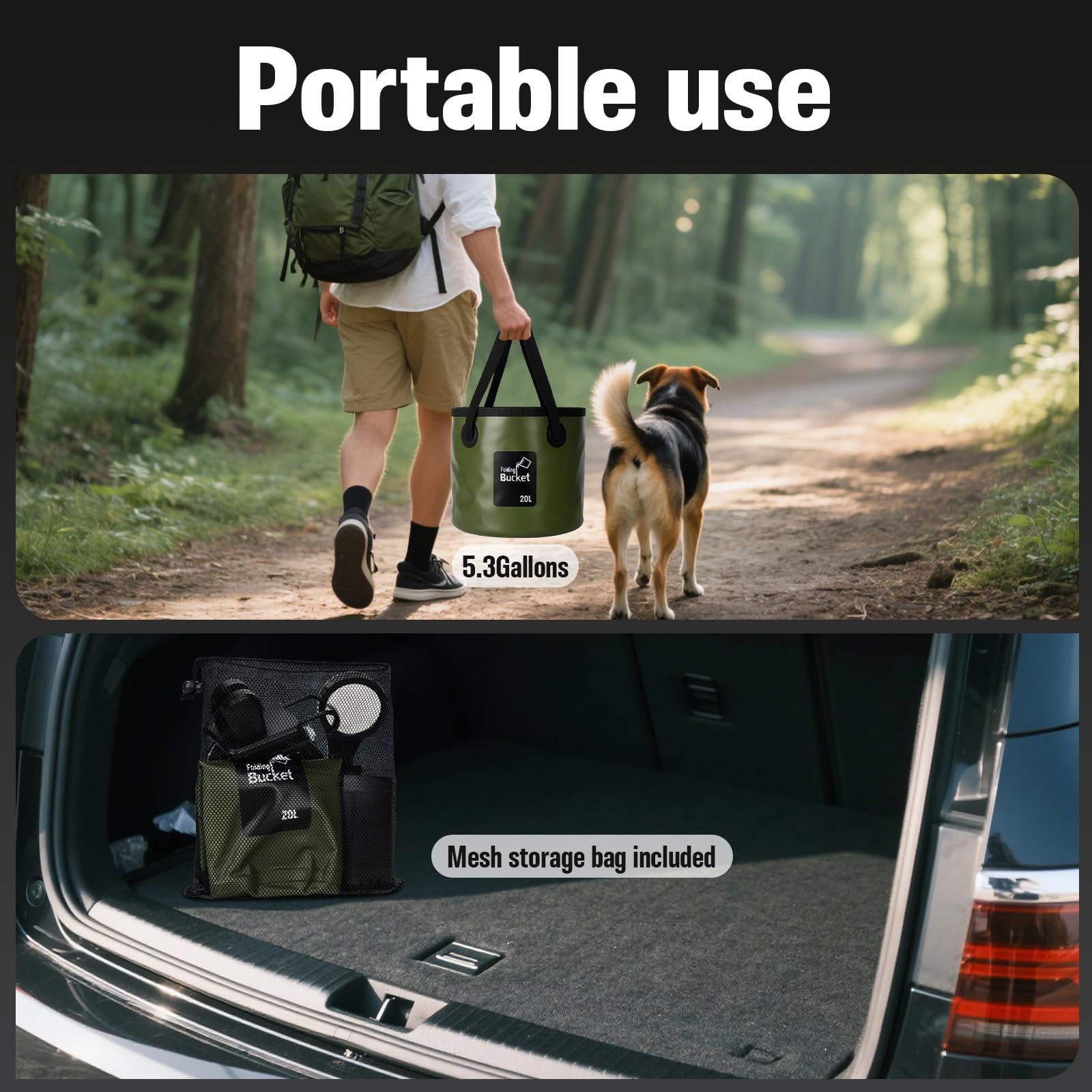 Doccia da campeggio portatile, 6000 mAh, pompa doccia portatile ricaricabile, secchio pieghevole di grande capacità, soffione doccia filtrato, doccia esterna per campeggio, escursionismo, camper