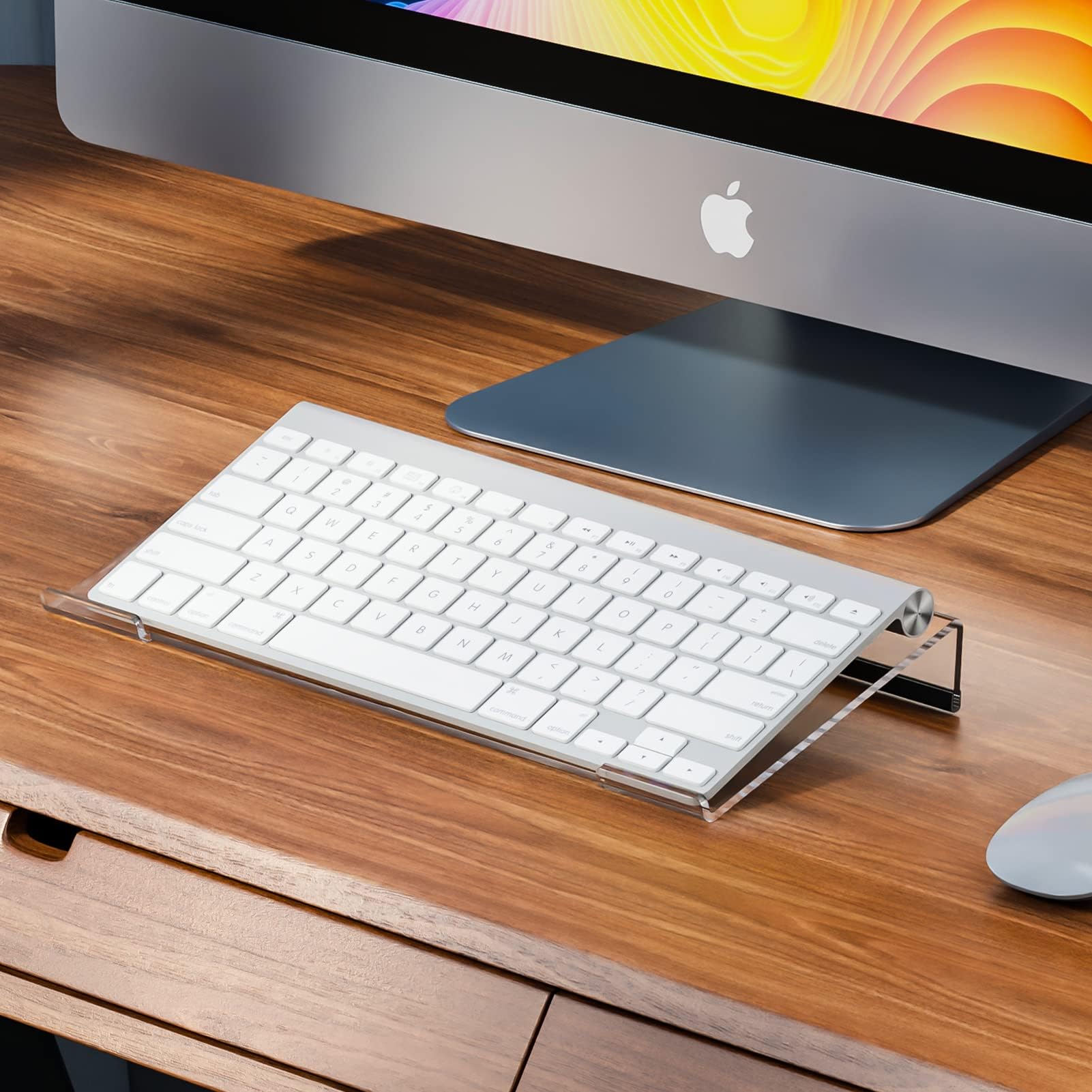 Egchi Kleiner Computer-Tastaturständer, 20x13 cm, Tastaturablage für 78 Tasten, Tastaturhalter für Mini-Computer-Tastatur und Apple-Magic-Tastatur, transparent