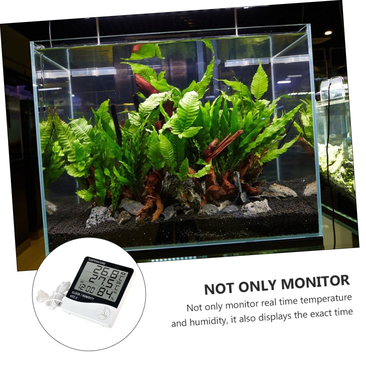 Yardwe 2pcs Digital Aquarium Thermometer Large LCD Display for Easy Reading Fish Tank