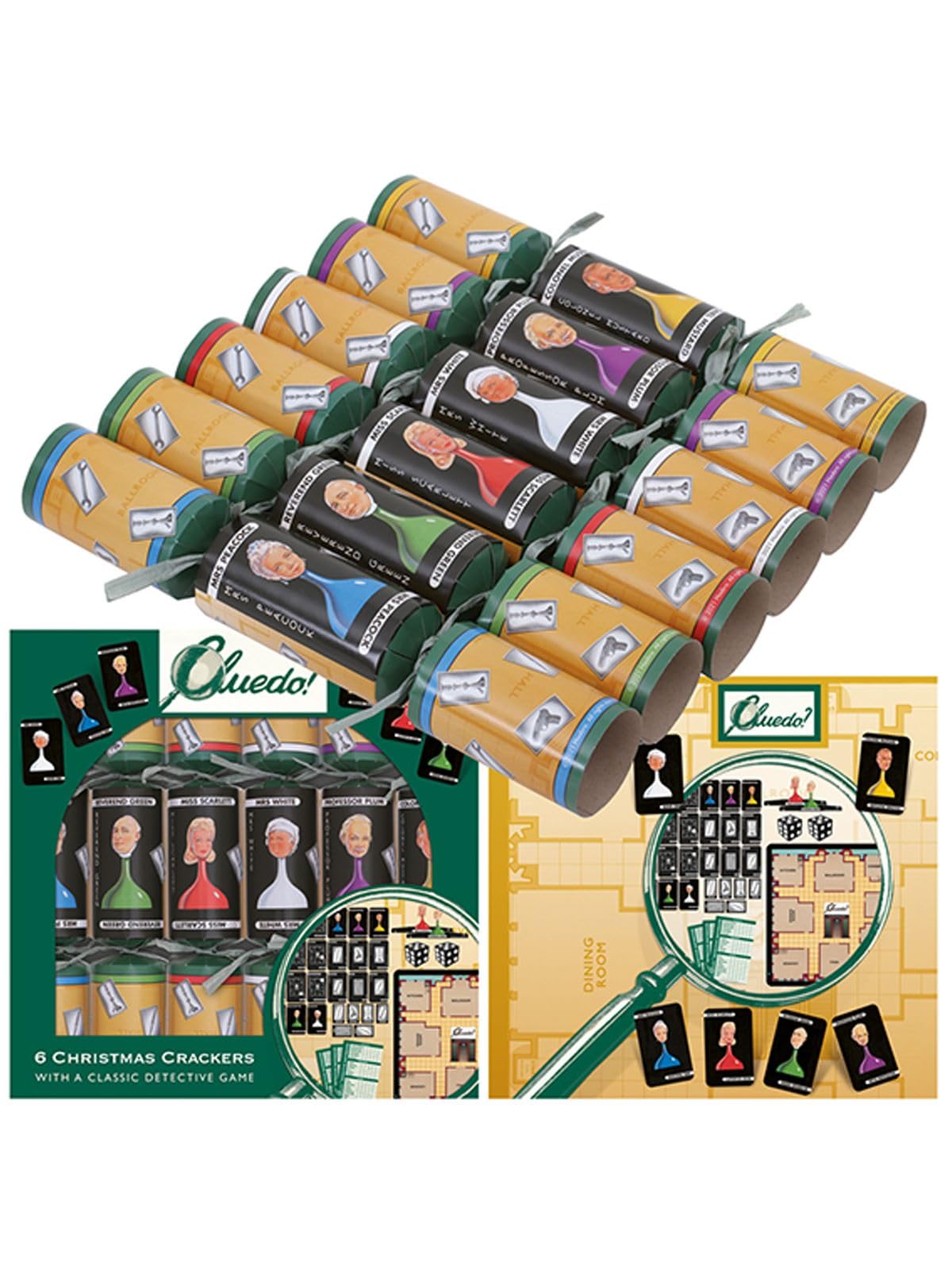 Tom Smith Multicolor Pack 6 Hasbro Cluedo Christmas Crackers Family Dinner Party Festive Xmas