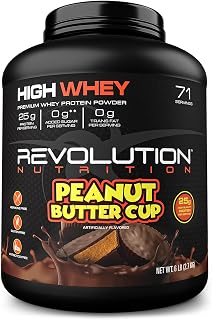 Revolution Nutrition, High Whey, Protein Powder 6LB, Whey Isolate, Gluten Free, Lean Muscle Mass for Men & Women, 25g of Protein Per Scoop, 2.7kg, 73 Servings (Peanut Butter Cup, 6 Pound)