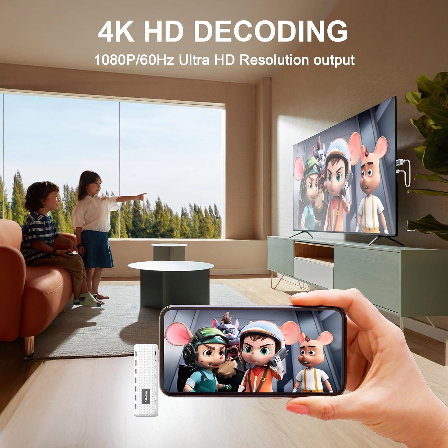 2 in 1 Wireless HDMI Transmitter and Receiver, 165FT/50M 4K Decode1080P@60Hz Output, Plug & Play Dual Band 5G/2.4G, Type-C Audio Video Streaming for Phone, Tablet, Laptop, PC to TV, Monitor, Projector