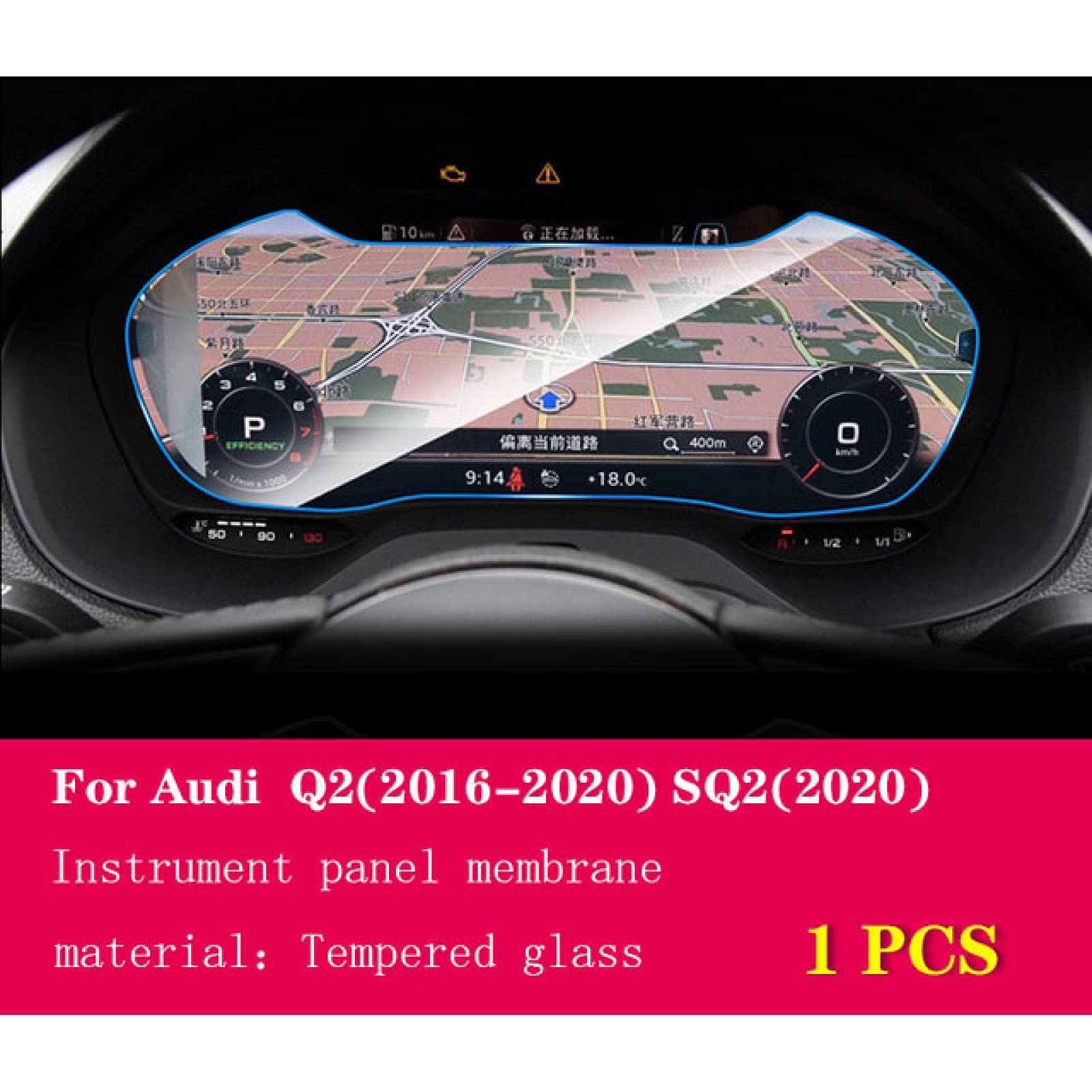 per Audi Q2 SQ2 2016-2020, Interni automobilistici Pannello Strumenti Membrana Schermo LCD Pellicola Protettiva in Vetro temperato AntiGraffio