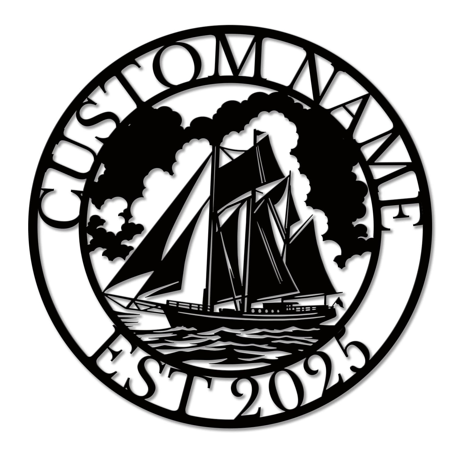 Personalized Sailboat Metal Sign - Custom Nautical Wall Art, Coastal Home Decor, Lakehouse Gift, Durable Metal Name Plaque for Sailors (Style-6)