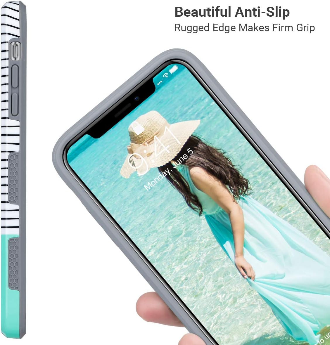 ULAK Compatible with iPhone Xs Max Case, Shockproof Protective Phone Case for Women Girls, Hybrid Scratch Resistant Hard Shell TPU Bumper Back Cover for iPhone Xs Max, Stripes