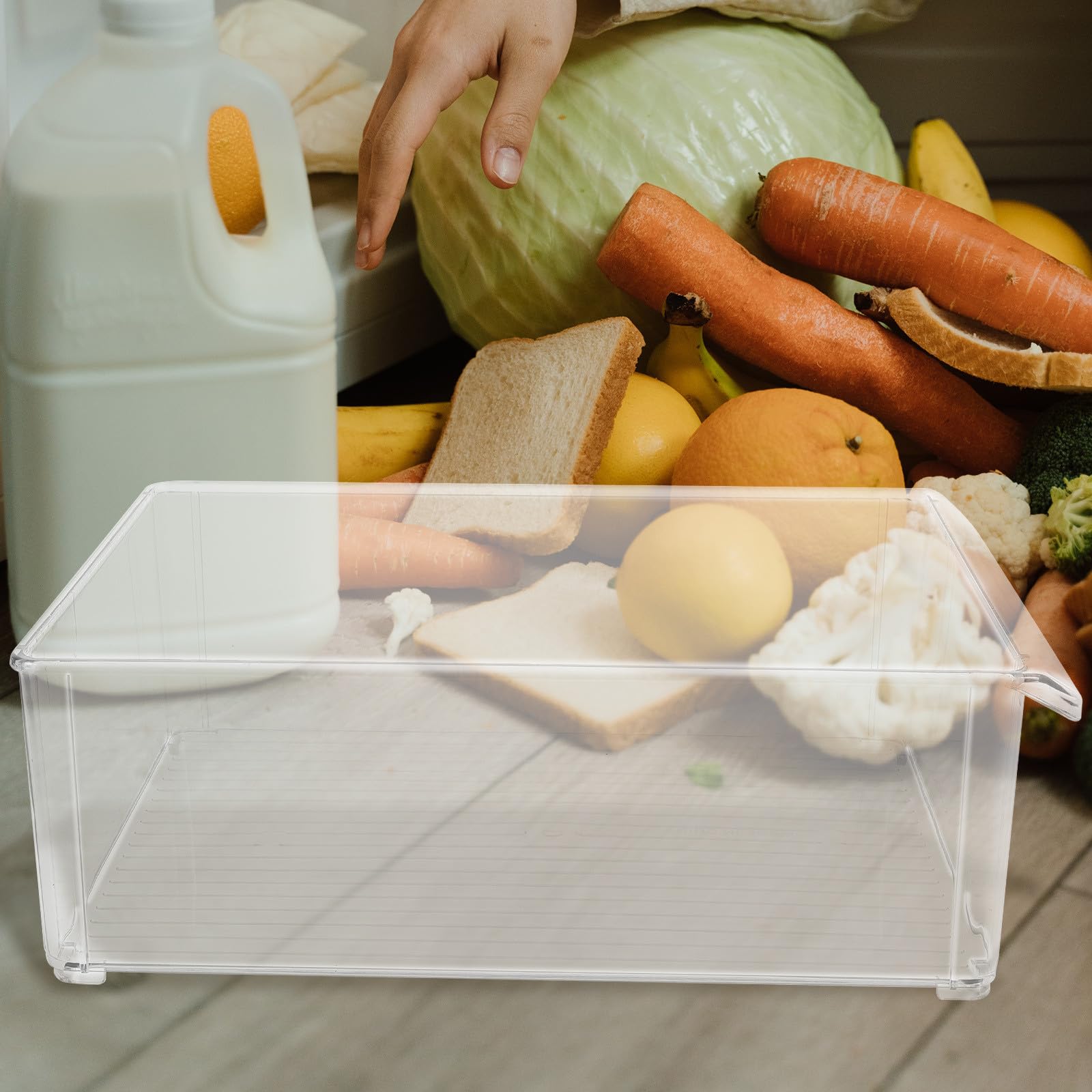 Caja Contenedora Apilable de Plástico Blanco para Refrigerador | Apta para Marisco y Frutas, Uso en Congelador y Cocina, Diseño Resistente al Desgaste y Orden Interior