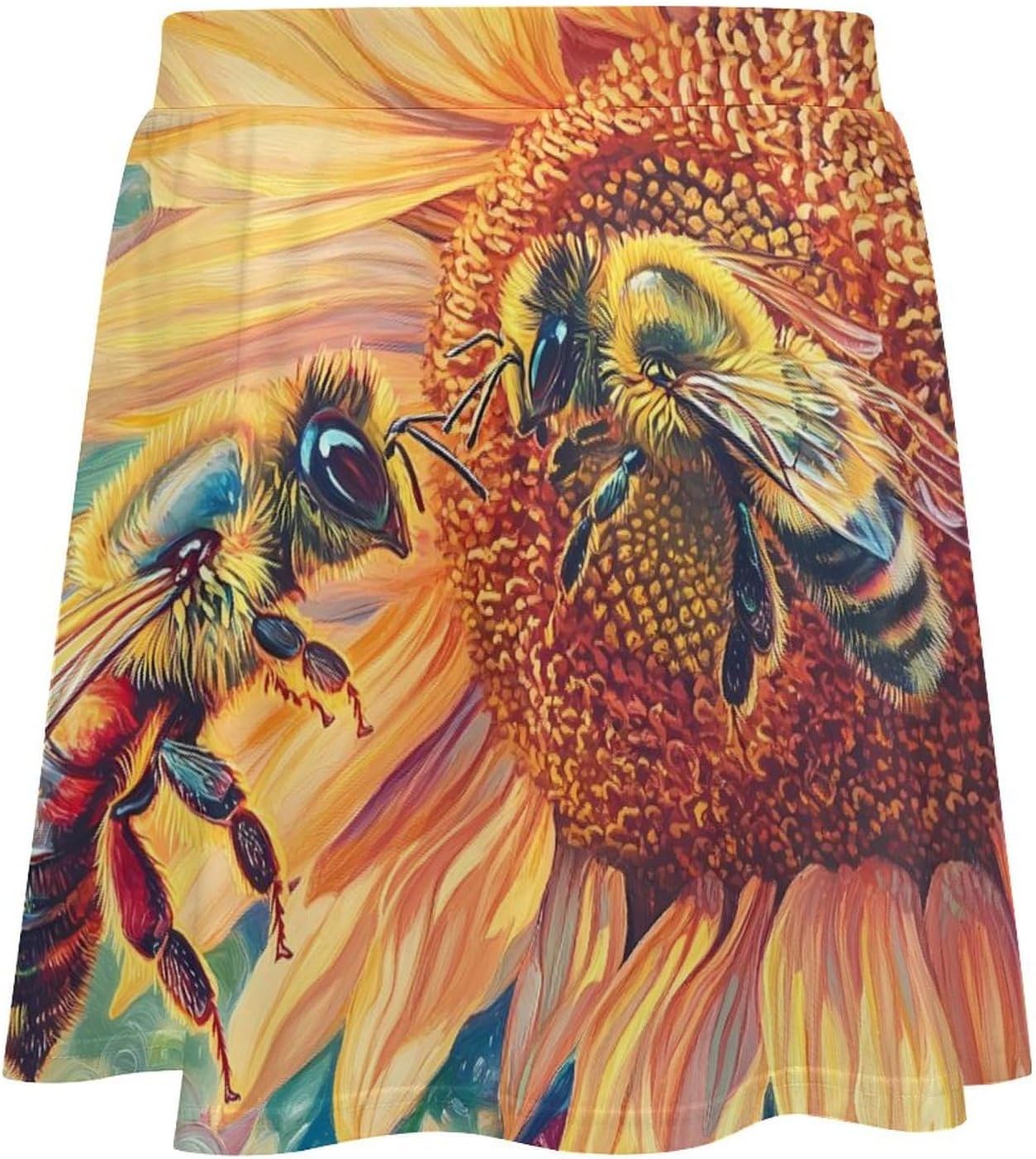 Bees Sunflowers Women Tennis Skirt Print Golf Skirts Mini Casual Workout Skorts