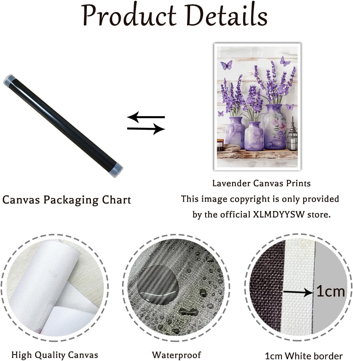 XLMDYYSW Lavender Canvas Prints Wall Art Purple Butterfly Picture Rustic Lavender Floral on Vase Poster Kitchen Bathroom Wall Decor Unframed (White,20.00" x 30.00")