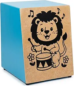 Zaidan’s Cajon Infantil Inclinado com Esteira 12 Fios – MDF, Tampo em Compensado, 31×24×25 cm, 2,1 kg – Fabricação Nacional – Cores Vermelho/Azul/Amarelo (Azul)