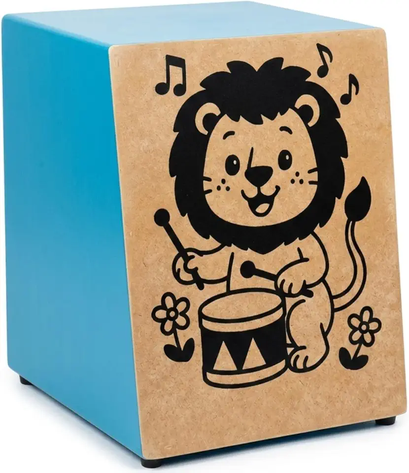 Zaidan’s Cajon Infantil Inclinado com Esteira 12 Fios – MDF, Tampo em Compensado, 31×24×25 cm, 2,1 kg – Fabricação Nacional – Cores Vermelho/Azul/Amarelo (Azul)