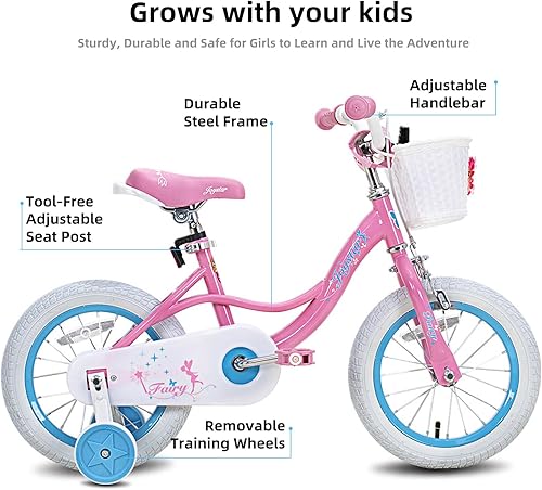 Miniatura 2 de JOYSTAR Bicicleta de hadas para niñas pequeñas y niños de 2 a 9 años, bicicleta para niños de 12, 14, 16, 18 pulgadas, con ruedas de entrenamiento,
