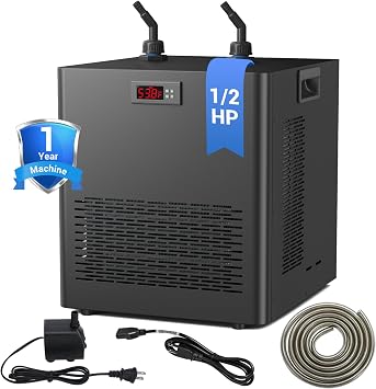 132 Gallon Aquarium Chiller, 1/2 Hp Ice Bath Water Chiller for Cold Plunge, Hydroponic Water Chiller with Water Pump and Quiet Design Compressor for Axolotl Jellyfish Coral ReefTemp 45-89F