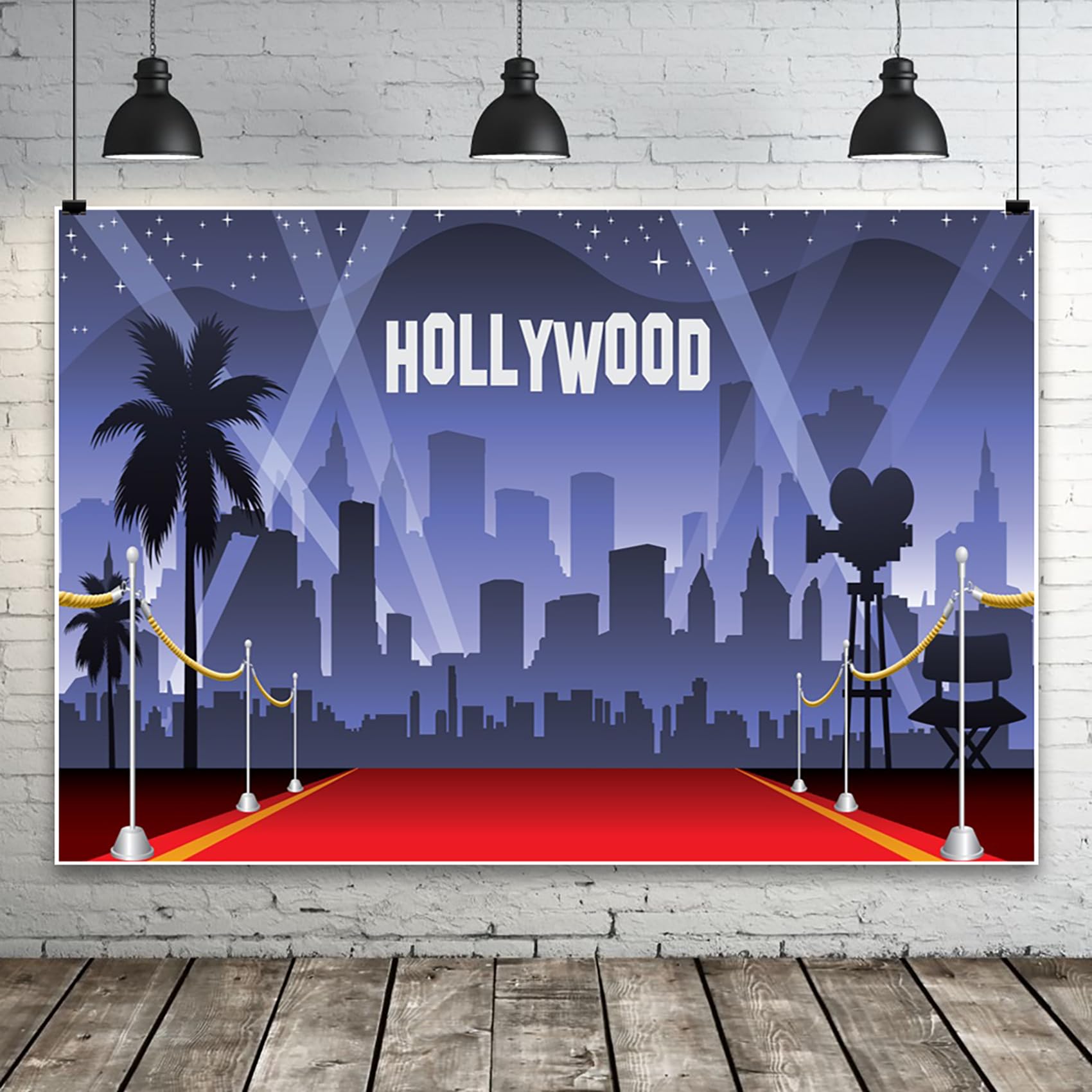 Tintecce Hollywood Red Carpet Sfondo 3x2m Notte Tema Premi Cerimonia Architettura Urbana Stellato Spotlight