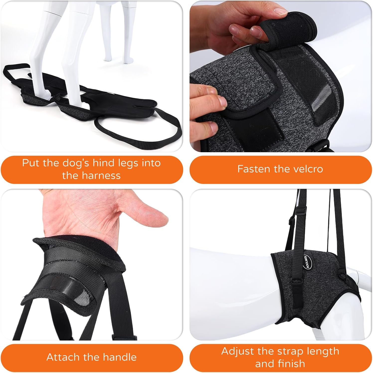 Dog Sling for Medium Large Dog Rear Leg, Lift Harness Provide Support with Muscle Atrophy and Joint Problems for Elderly Injured Arthritic Pet, Dog Weak Rear Legs Provides Rehabilitation Aid - Image 3