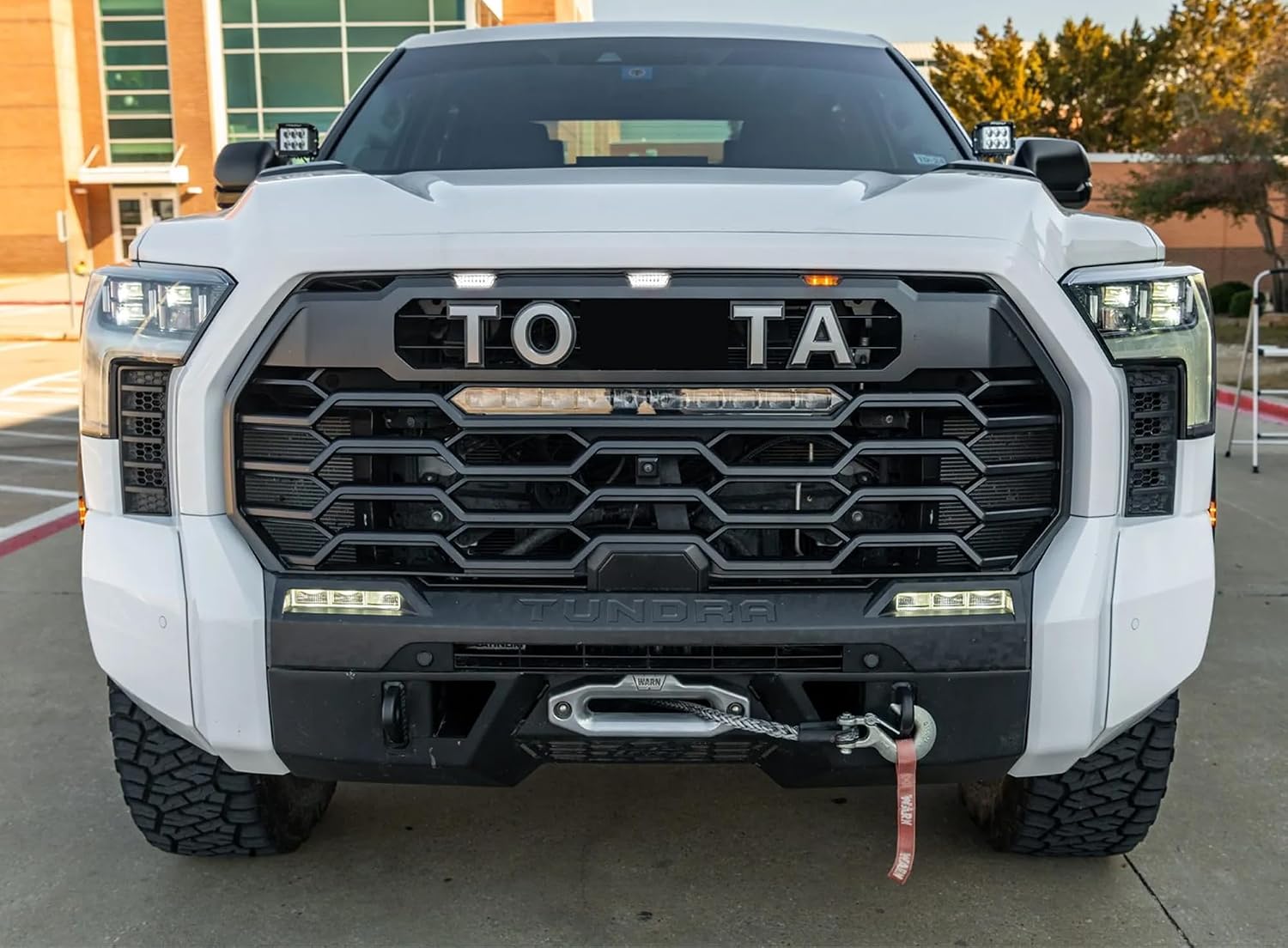 iJDMTOY 3pc Black-Out Smoked Lens Xenon White 9-LED Front Upper Grille or Side Markers Clearance Light Kit Compatible With Toyota 2022-up Tundra, 2023-up Sequoia TRD Pro ONLY