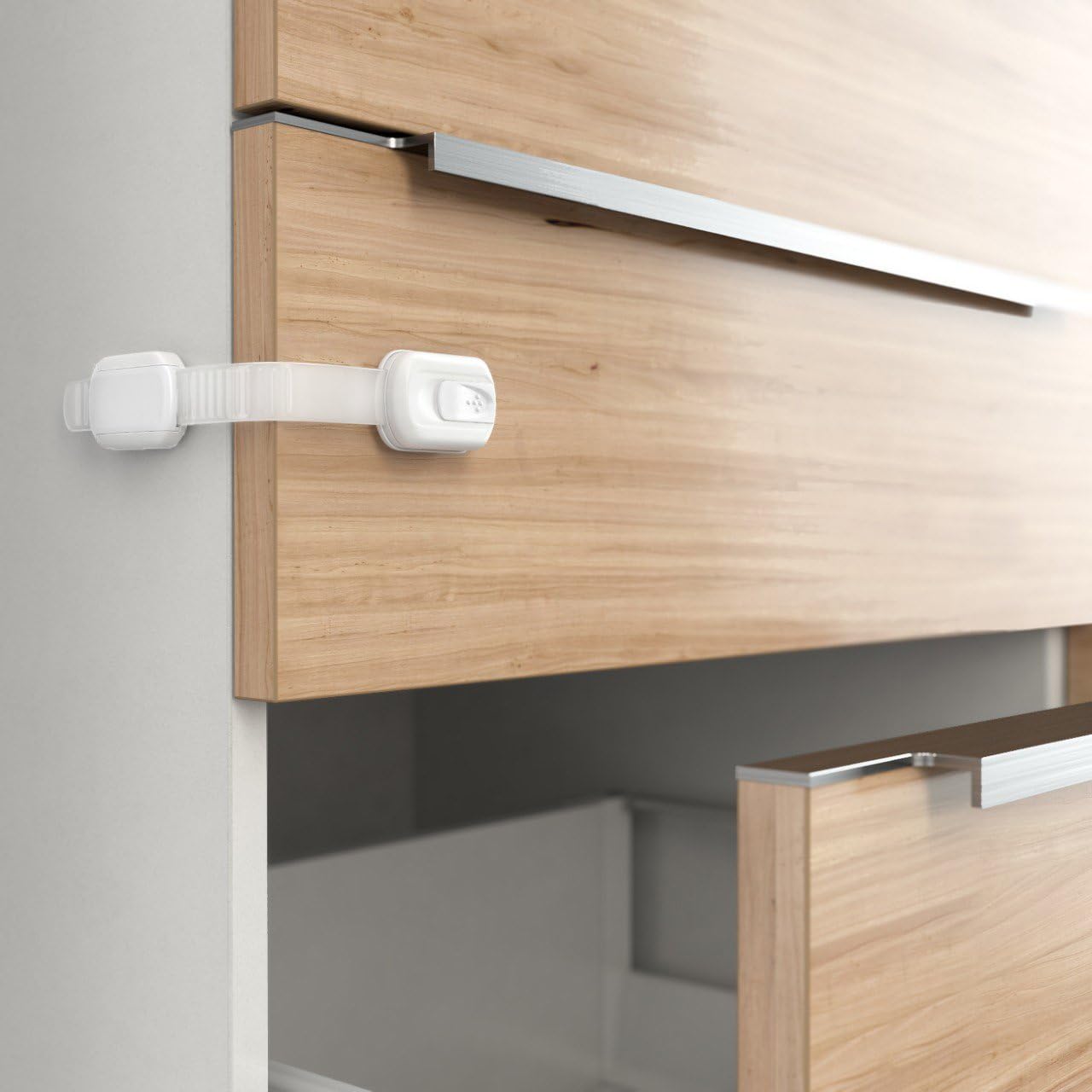 Child Safety Cabinet Locks (8 Pack) | by THUNDER SCOUT | Safely Lock Your Cabinets, Drawers, Toilet and Fridge | No Drilling Needed |