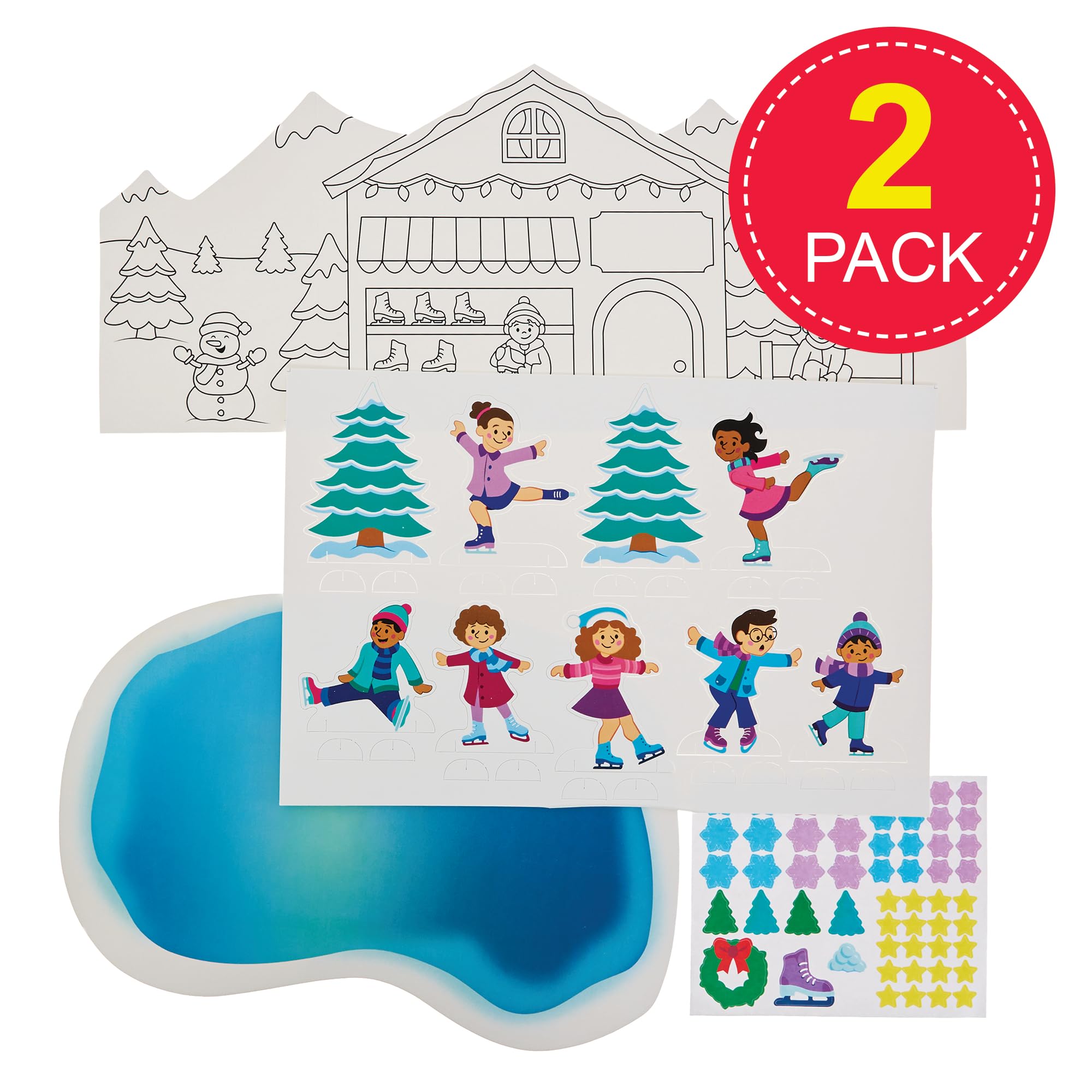 Baker Ross FN333 Winter Ice Skating Colour in 3D Scene Kits - Pack of 2, Christmas Arts and Crafts, Christmas Entertainment for Kids - Image 2