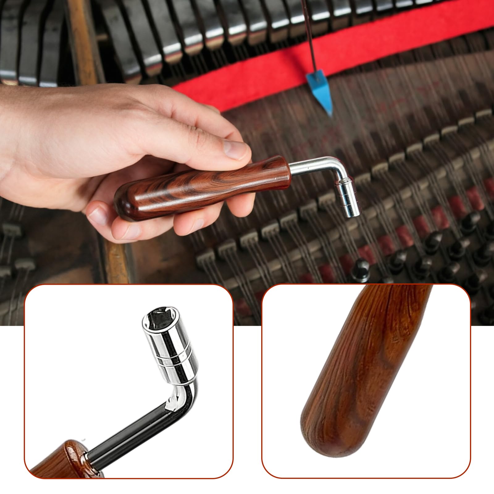 8 PièCes Kit D'Accordage Piano - Clé D'Accord Piano - Kit De RéGlage Piano Professionnel -Outil D'Entretien Piano,Pour Professionnels Et Amateurs, Pianos Droits Et à Queue