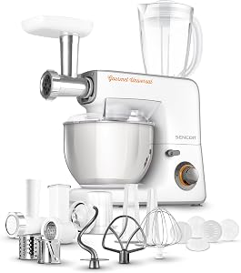 Sencor STM3700WH 10 Speed Multi-Function All-in-1 Stand Mixer, Food Processor, Blender, Meat Grinder, Grater with 18 Specialized Attachments, White