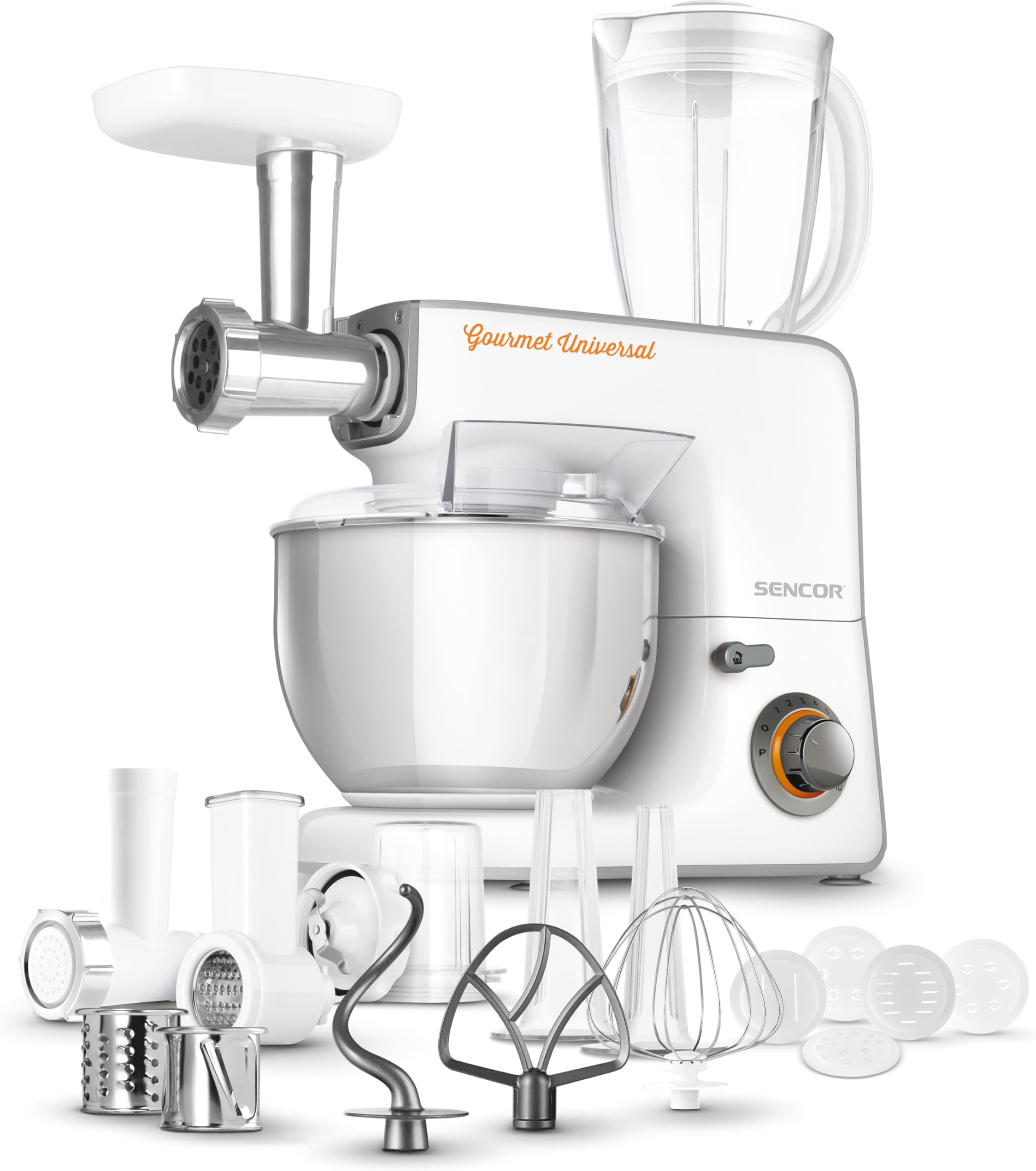 STM3700WH 10 Speed Stand Mixer with 10 Specialized Attachments, White