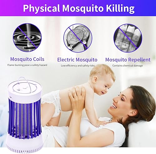 Miniatura 4 de Bug Zapper InteriorExterior, Atracción UV+Trampa de Insectos Inhalación de Viento, Lámpara Atractiva de Plagas Portátil Recargable Ecológica para