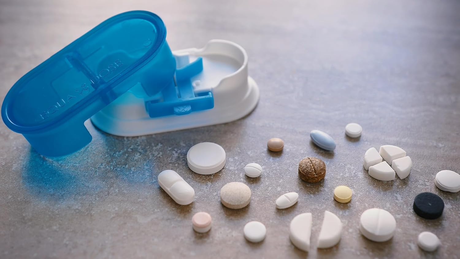 The EQUADOSE Pill Cutter V2. A New Kind of Pill Splitter with Double Stainless Steel Blades and a Centering Device. Great for Cutting Tablets for You and Your Pet. : Health & Household