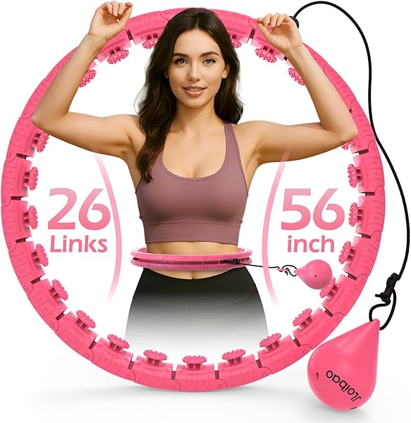 Weighted Hula Circle with 26 Links(56 Inch) for Adults Weight Loss, Infinity Fitness Hoop Plus Size, for Women Smart Exercise Equipment
