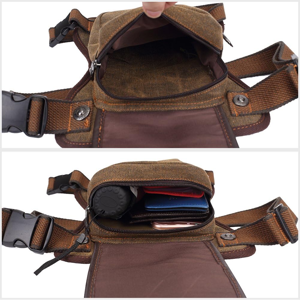 Mens Vintage Canvas Shoulder Messenger Bag Chest Leather Patchwork Messenger Bag
