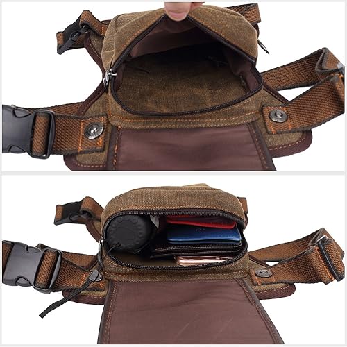 Miniatura 7 de Bolso de mensajero de lona vintage para hombre, bolso de mensajero de retazos de cuero en el pecho