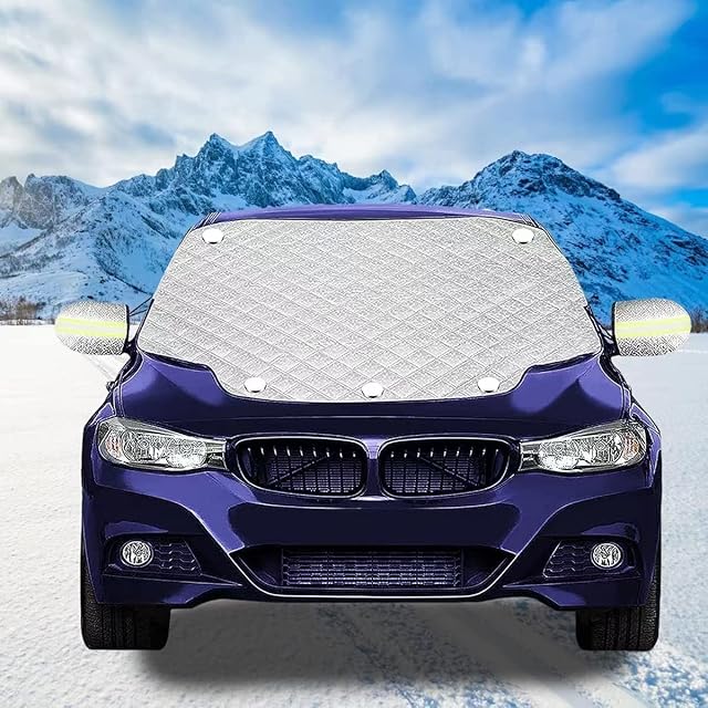 SZHTFX Magnetic Car Windscreen Covers Frost for Winter Car Windshield Snow Cover with 2 Mirrors Cover Car Front Window Screen Protector Cover for Sun Shade Anti Ice Fit Most Cars Truck Van and SUV