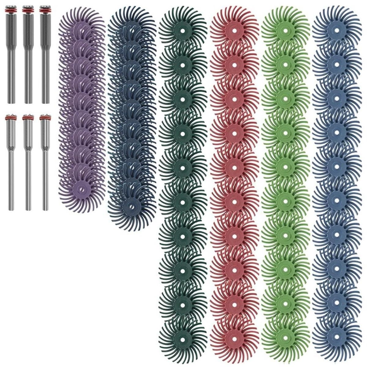 66Pcs Wood Polishing Brushes Rotary Tools with 1/8inch Shank, Detail Abrasive Brush Radial Bristle Disc Kit