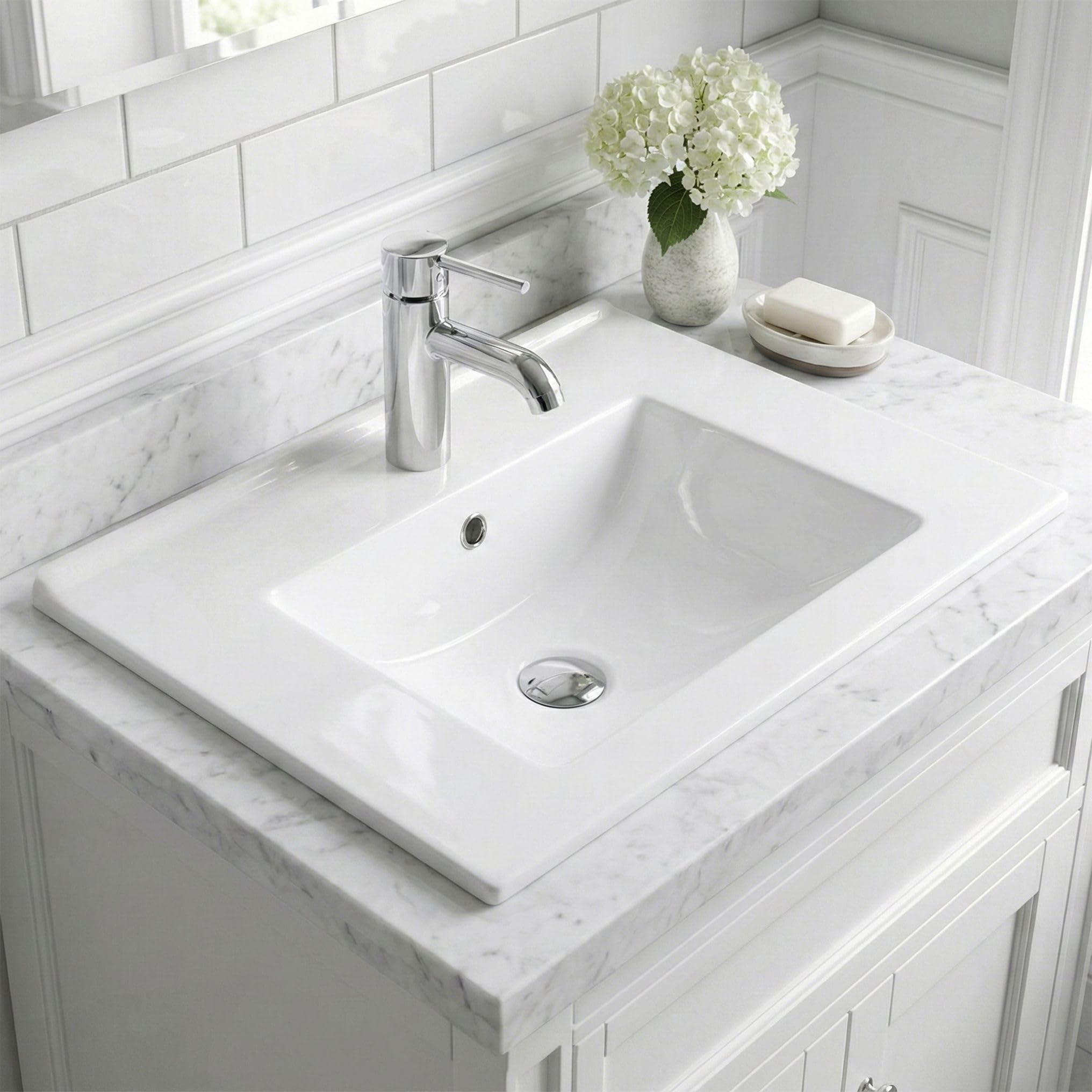 Rea - Lavabo Da Incasso Dafne 75 Lavabo Bagno 760 X 465 X 180 mm Ceramica (Bianco)