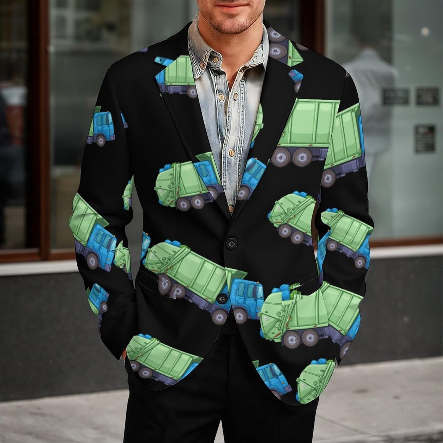 Garbage Truck Mens Blazer Jacket Business Casual Suit Sport Coats Wedding Party Tuxedo