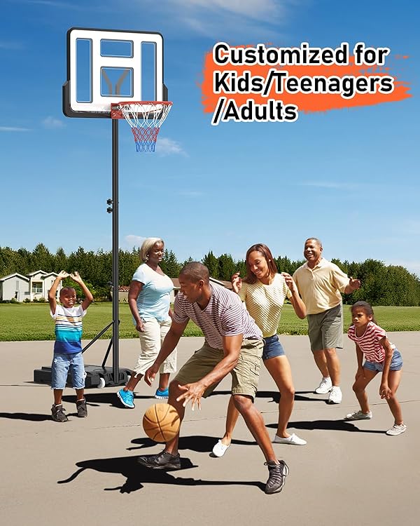 Portable Basketball Hoop System Adjustable: 4.4-10 ft Basketball Goal System with Wheels and Shatterproof Backboard and Large Base for Adults Kids Outdoor Indoor by vcloo - Image 4