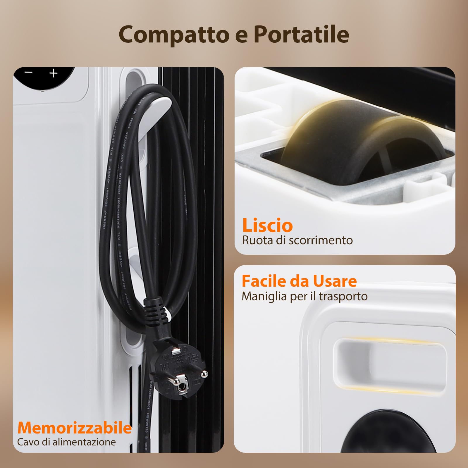 Aigostar Radiatore ad Olio 2500W, 13 Elementi Riscaldatore Elettrico Portatile, 3 Livelli di Calore, Modalità ECO, Timer 24H, Touch screen digitale, Telecomando, Hyperheat, Protezione Multipla, 60mq