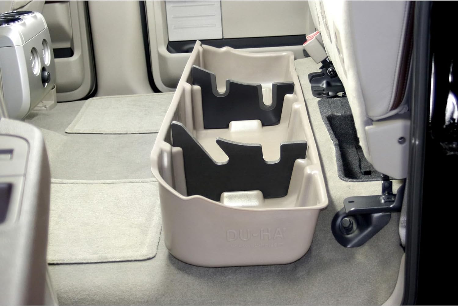 DU-HA DuHa 20075 Under Seat Storage fits 2009-2014 F150 SuperCrew Without Factory Subwoofer | Black Heavy-Duty Back Seat Organizer | Includes Dividers