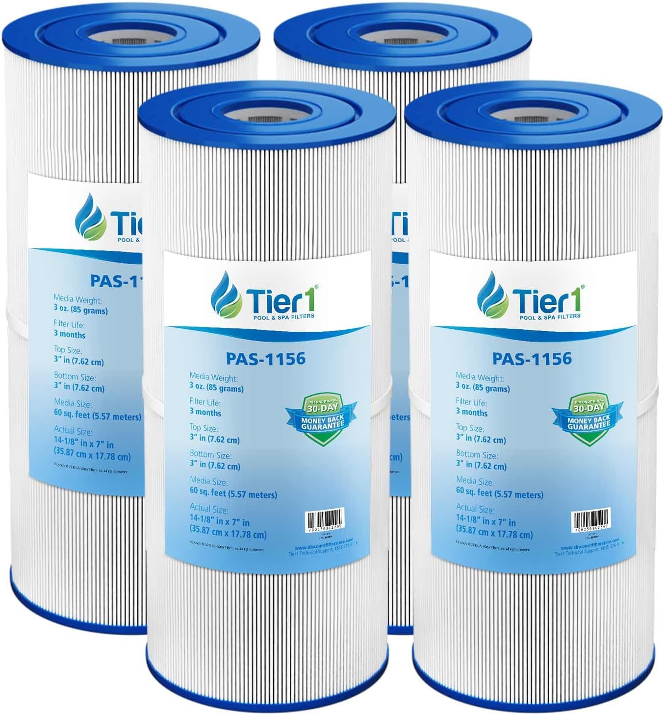Tier1 Replacement for Pentair Pool Filter Cartridge CCP240 – 4 Pack | Compatible with 160310, Unicel C-7469, Pleatco PCC60, Filbur FC-1975 | 14-1/8" x 7" | Trilobal Fabric | Washable Cartridge