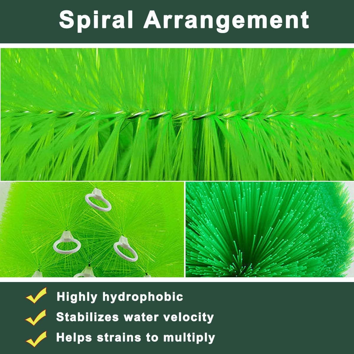 50 Packs Filter Brushes Aquarium Brushes Set for Koi Pond Water Garden Outdoor Pond Skimmers Brush Filter Cleaning Brush 12 Inch by 4.7 Inch (Green)