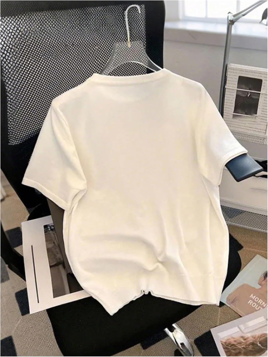 Women's Beaded Sequin Bowknot T Shirt Short Sleeve Crew Neck Embroidery Trendy Tee Y2k Tops - Image 2