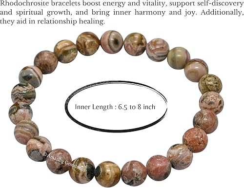 Miniatura 84 de Amazing Gemstone Pulsera de cristal para mujeres y hombres, pulsera de cristal curativo de protección, pulsera elástica con cuentas de piedras