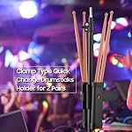 Stick Holder,HUIOP Drumsticks Holder Brush Holder Drumstick Grabber Stick Holder Strong Spring Clamp Mechanism Anti-Slip Rubber Pad Angle Adjustable