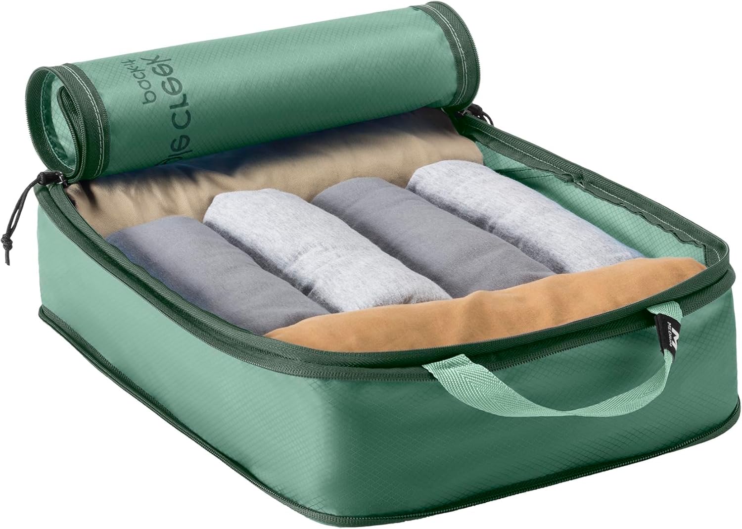 Eagle Creek Pack-It Isolate Compression Cube - Compact Packing Cube for Travel Accessories - Water-Resistant - Durable Zipper - Lightweight - Medium - Willow Green