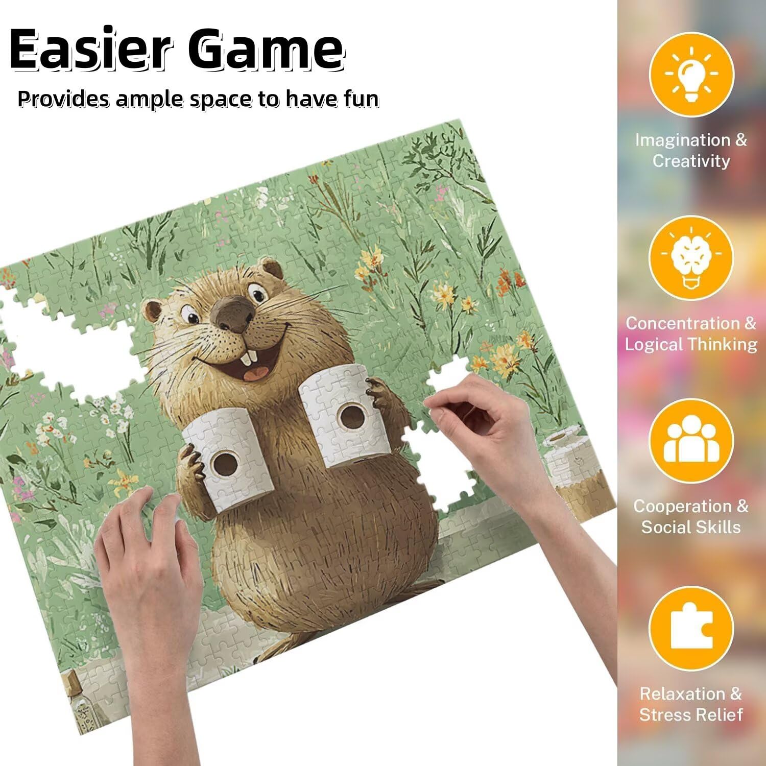 Jigsaw Puzzle, 1000 Pezzi Puzzle Classici, Carino Puzzle Rilassamento Intelligence, Mpossibile Difficile Puzzle Impegnativo per Adulti Puzzle Gioco Familiare, Regalo per Amore Amico Castore fr0-355